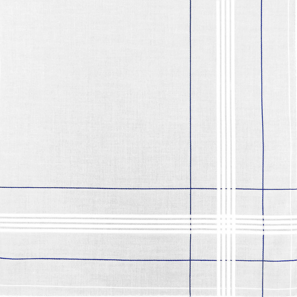 Variante blu - Parigi - fazzoletto di cotone da uomo con incroci di righe di raso e colorate e Orlo Roulè