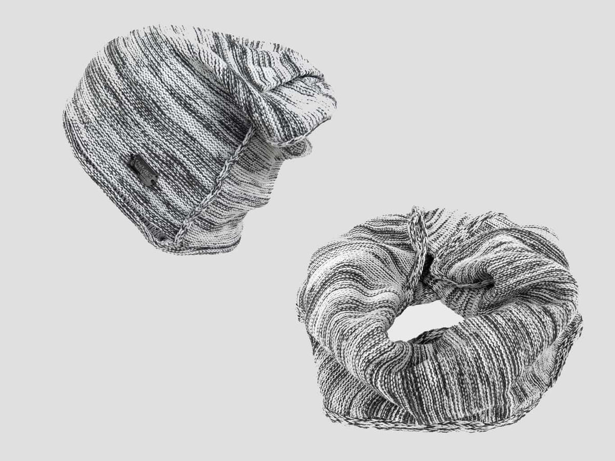 Grigio - Set cappello e sciarpa uomo bicolore