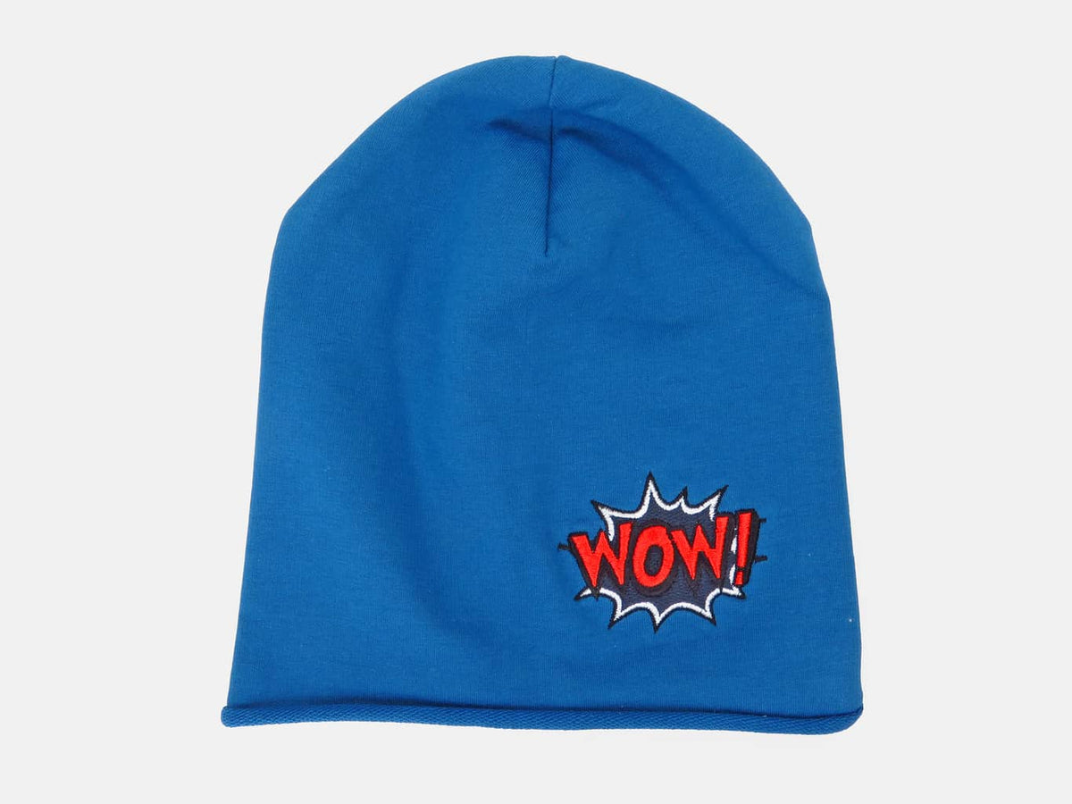 Denim- WOW- Berretto bimbo e ragazzo con ricamo WOW