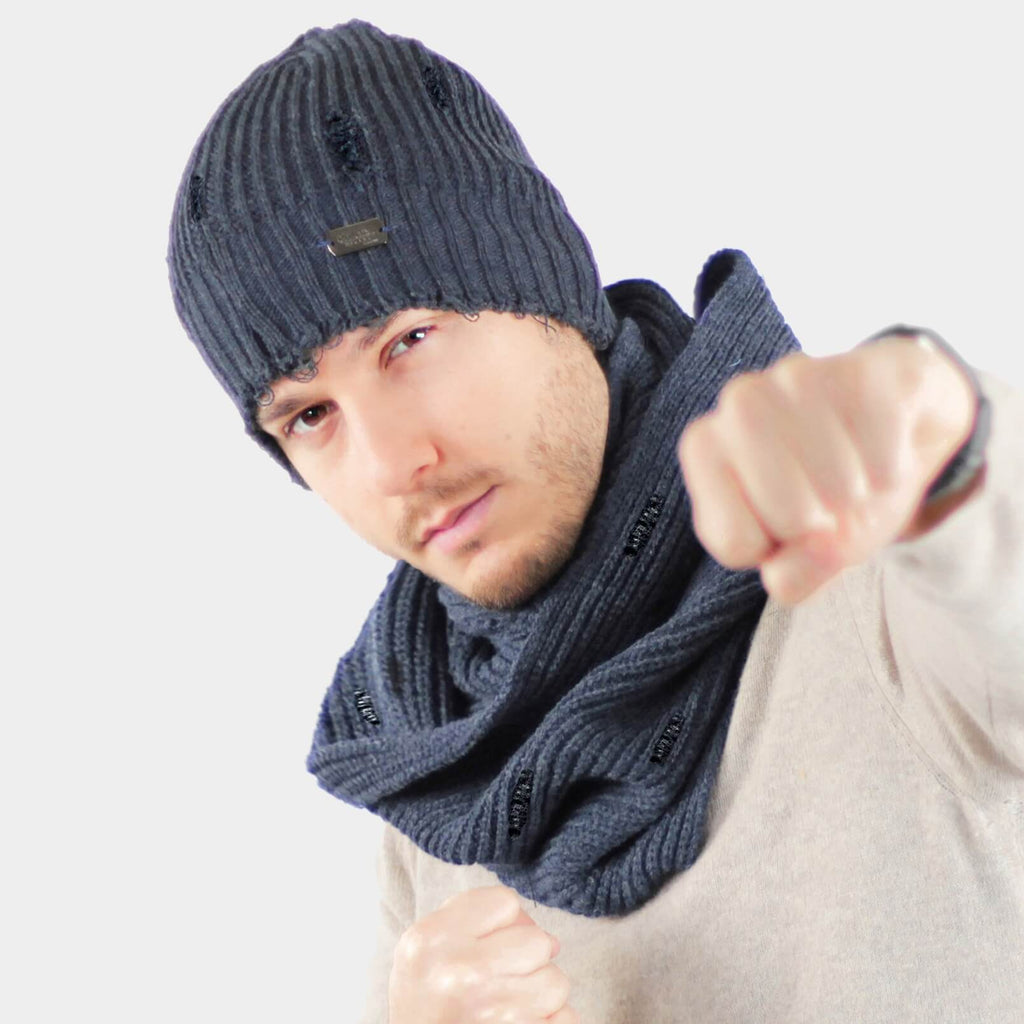 Cappello da uomo con strappi - Colombo Milano 1911 - colore blu