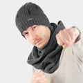 Completo di cappello e sciarpa da uomo con strappi - Colombo Milano 1911 - colore antracite
