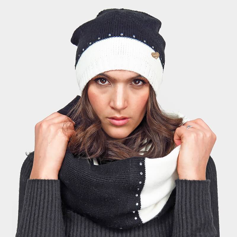 Cappello bianco e nero con strass argento - Colombo Milano 1911