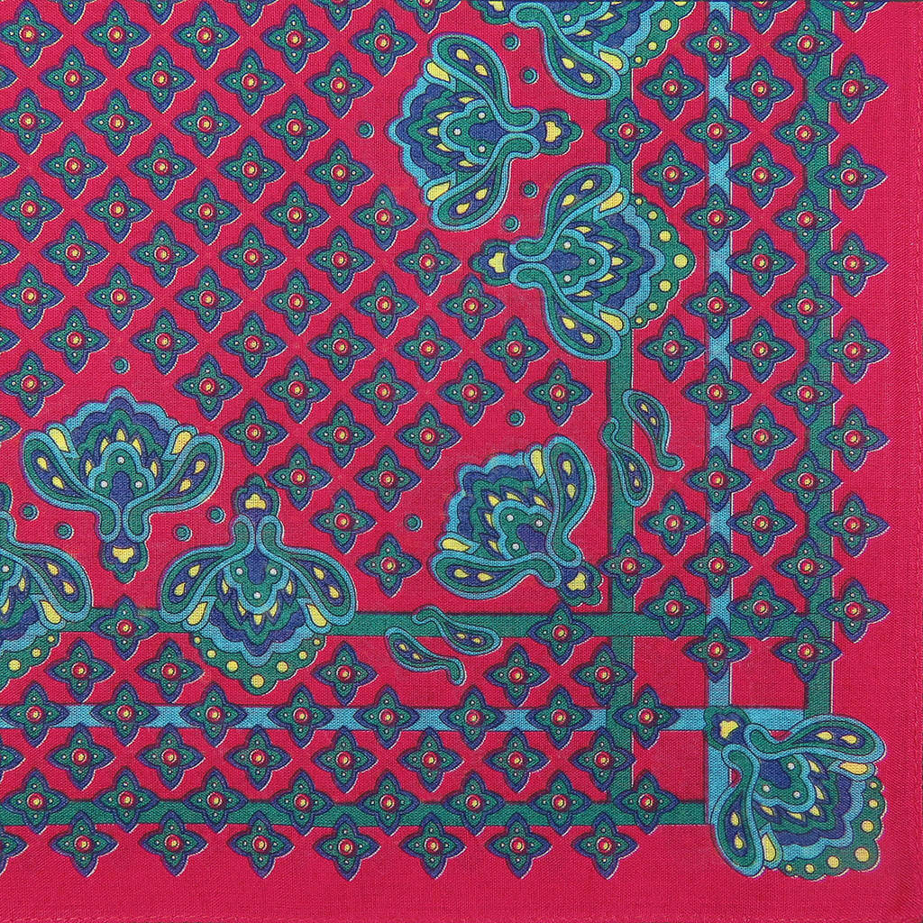 Variante rossa - King - fazzoletto di cotone da uomo con fantasia floreale