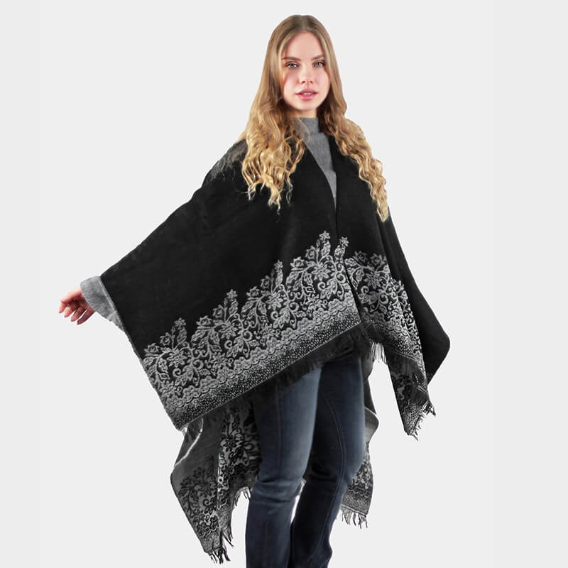 Poncho con motivo floreale - Colombo Milano 1911