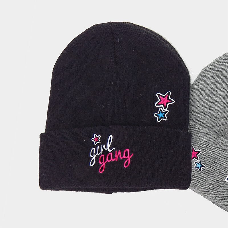 Cappello "beanie" con scritte e ricami - Colombo Milano 1911 - Girl gang nero