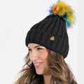 Cappello con pompon multi-color in ecopelliccia - Colombo Milano 1911 - nero