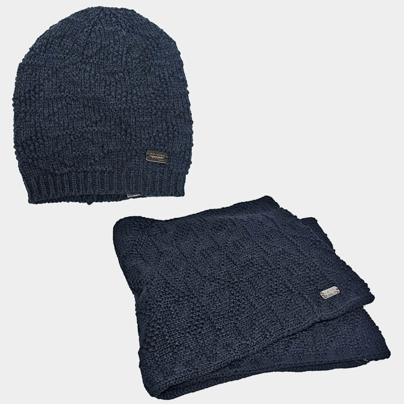 Cappello e sciarpa con lavorazione a stelle in rilievo - Colombo Milano 1911 blu