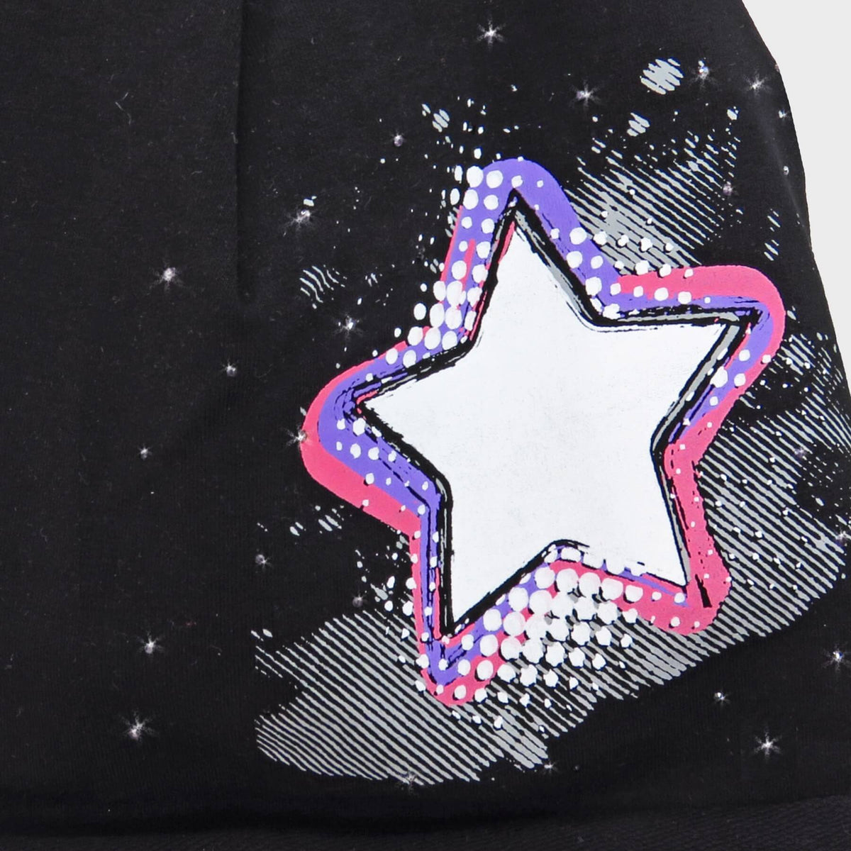 Dettaglio nero Rockstar - cappello bimba (9m-2a) misto cotone con stella e strass
