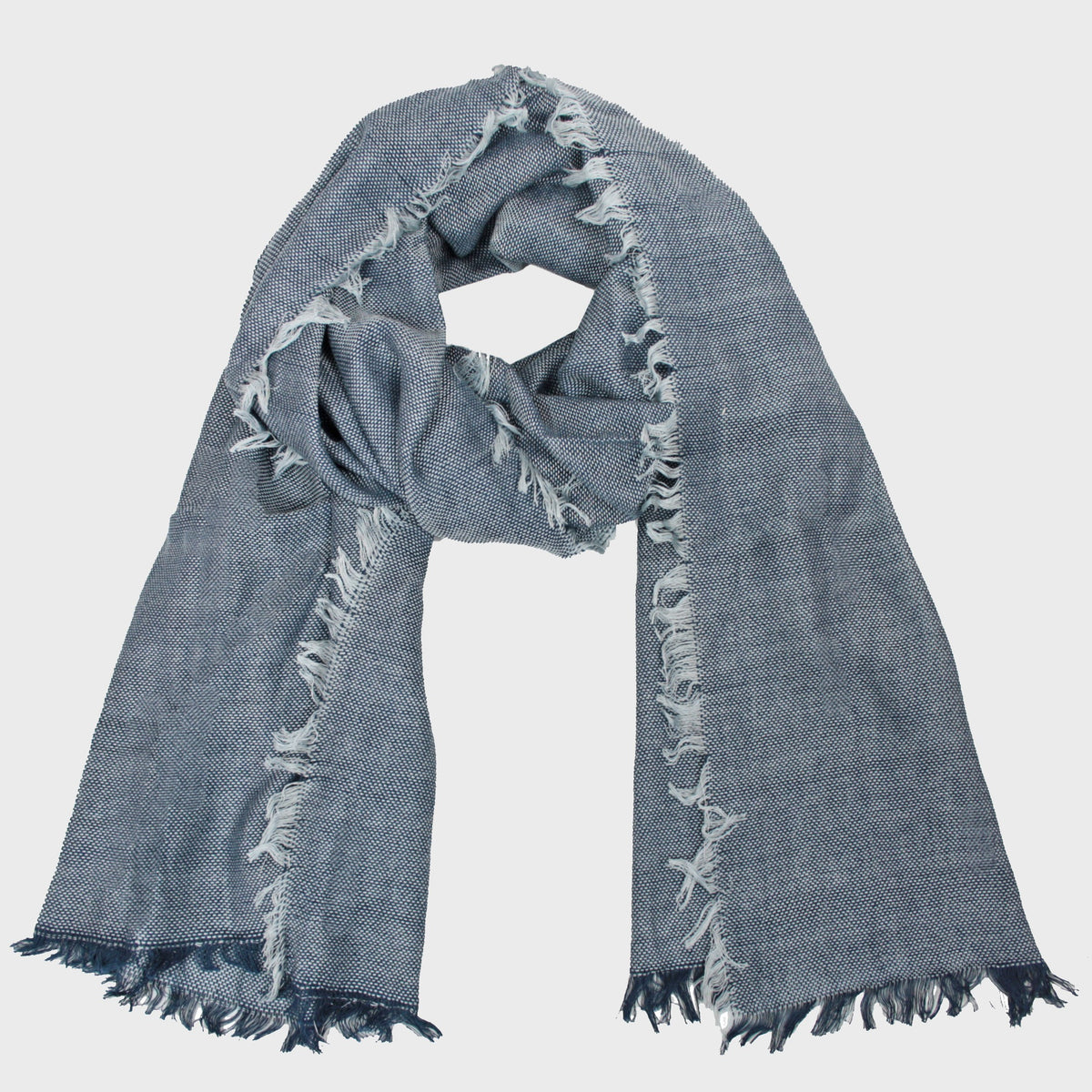 Sciarpa leggera -pashmina casual con frange quattro lati - denim