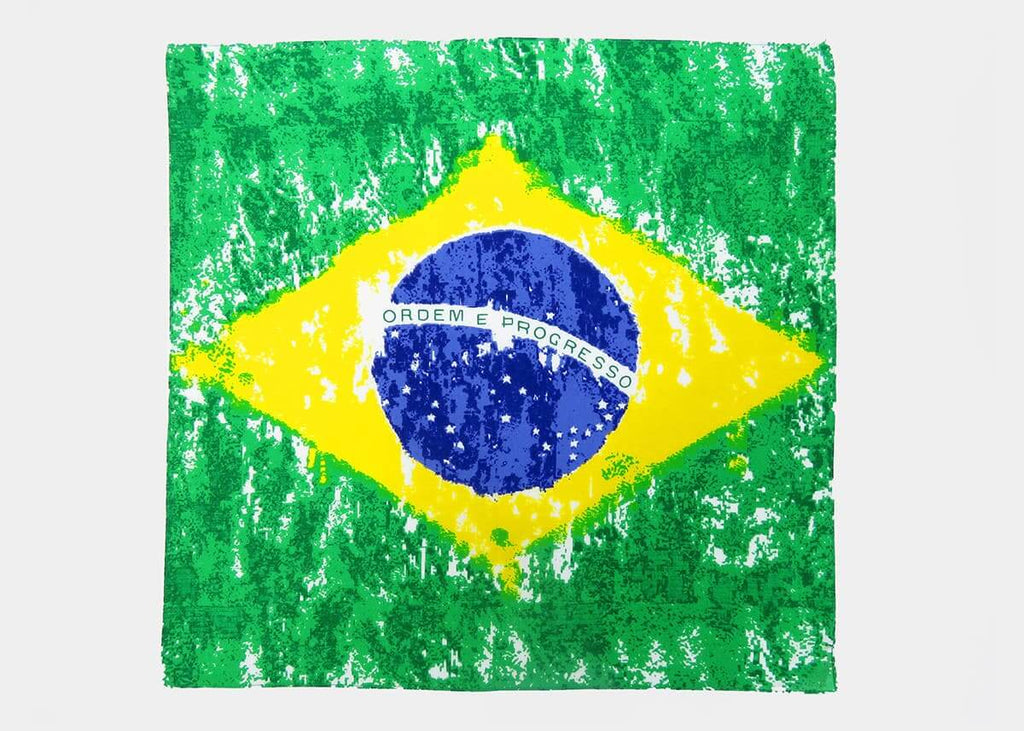 Modello - Brasil - bandana di cotone con bandiera brasiliana vintage stampata
