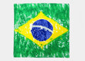 Modello - Brasil - bandana di cotone con bandiera brasiliana vintage stampata