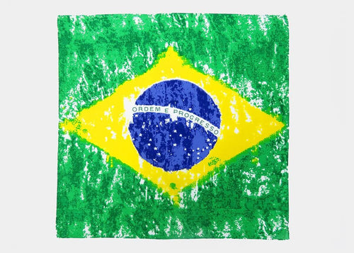 Modello - Brasil - bandana di cotone con bandiera brasiliana vintage stampata