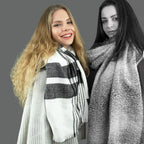 Stola maxi extra morbida tartan bianco e nero