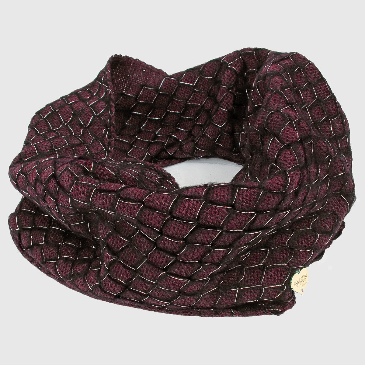 Burgundy - sciarpa ad anello da donna lavorata a rete
