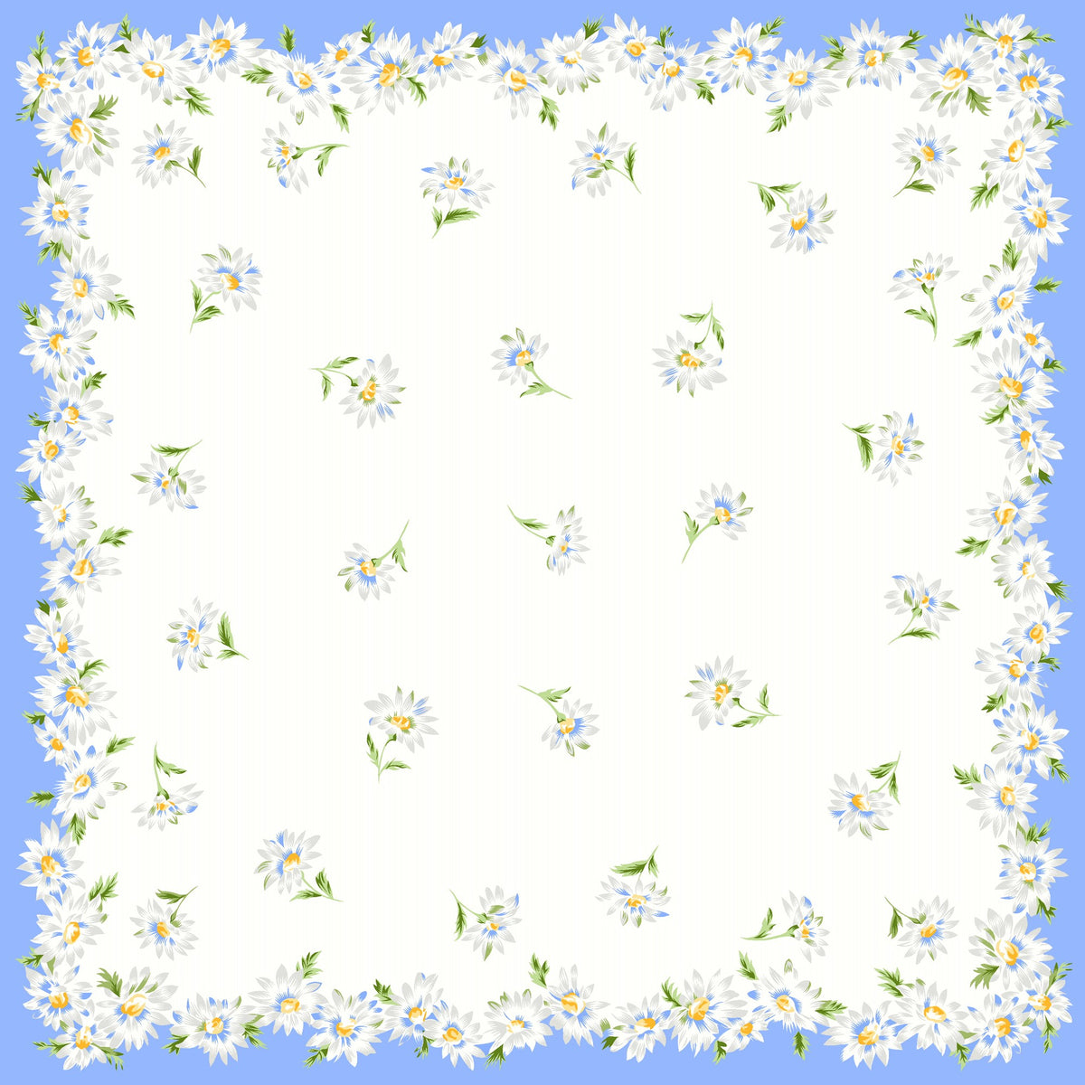 variante blu Virginia - fazzoletti di cotone da donna con fantasia di margherite.