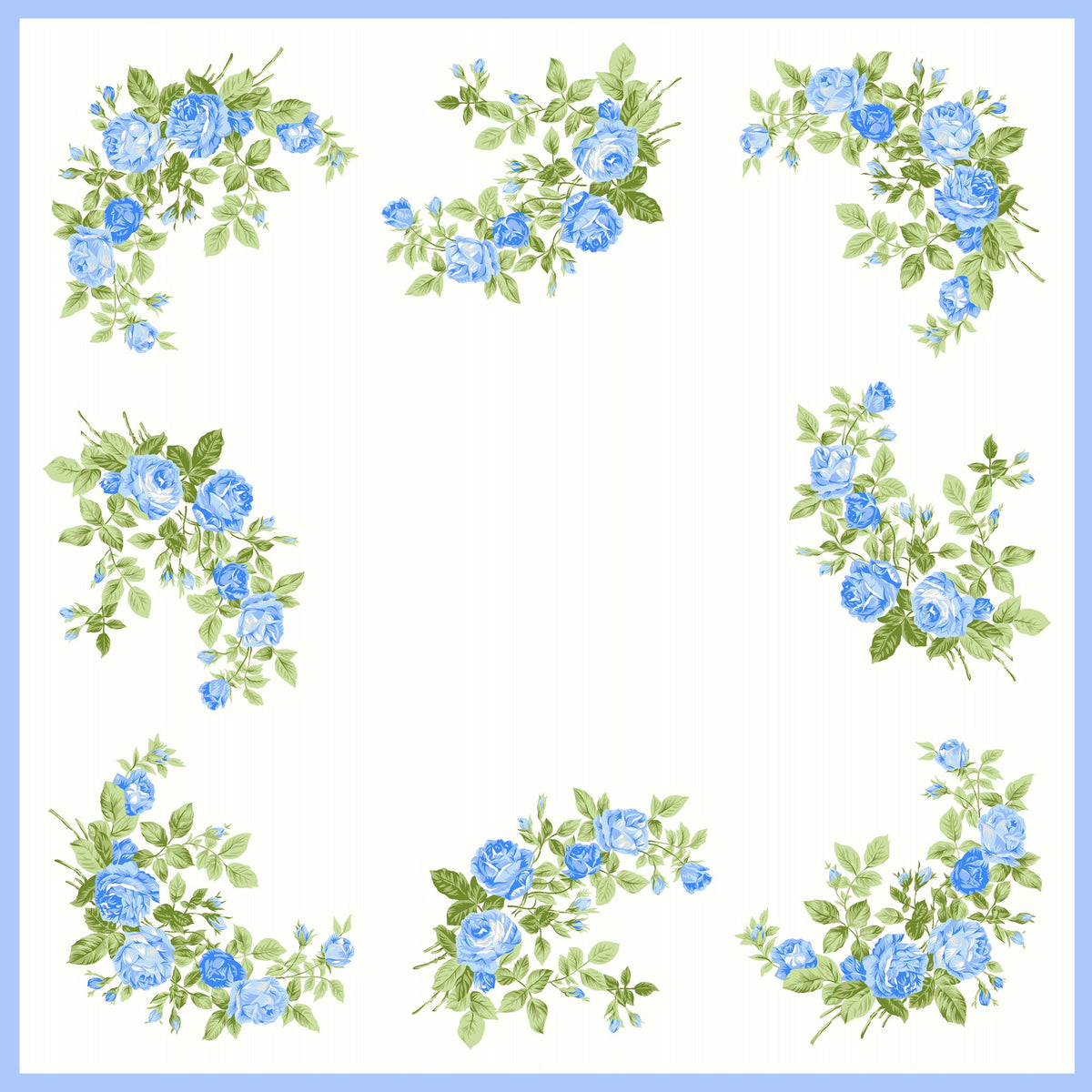 variante blu Virginia - fazzoletti di cotone da donna con fantasia di rose.