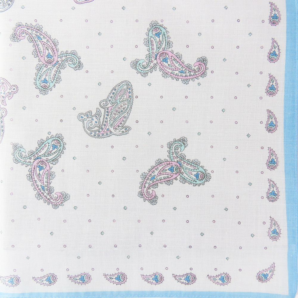 Simona - variante blu - fazzoletti da donna made in italy con fantasia cachemire