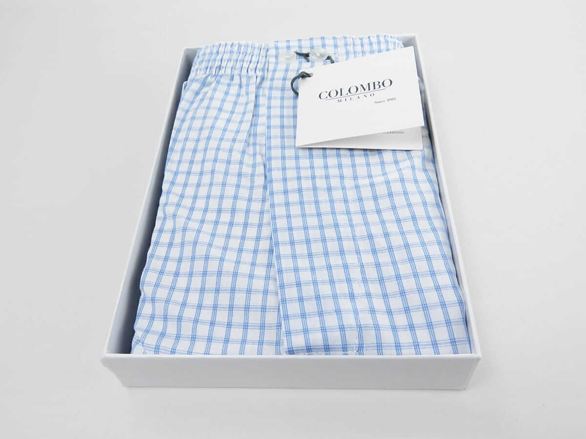 Scatola aperta - Kent -Boxer da uomo a quadretti celesti - taglie forti 100% cotonei