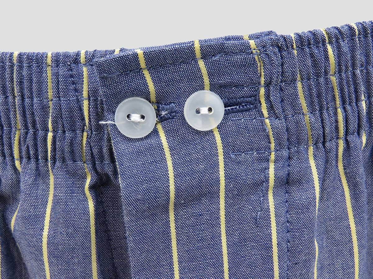 Dettaglio - Kent -  Boxer da uomo in cotone blu con righe gialle taglie forti