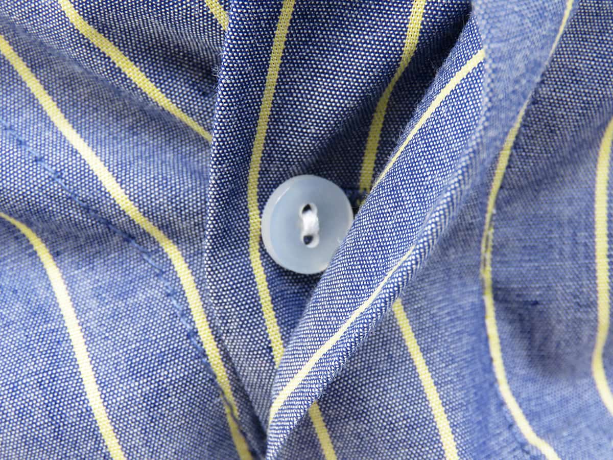 Dettaglio bottoni - Kent - Boxer da uomo in cotone blu con righe gialle taglie forti