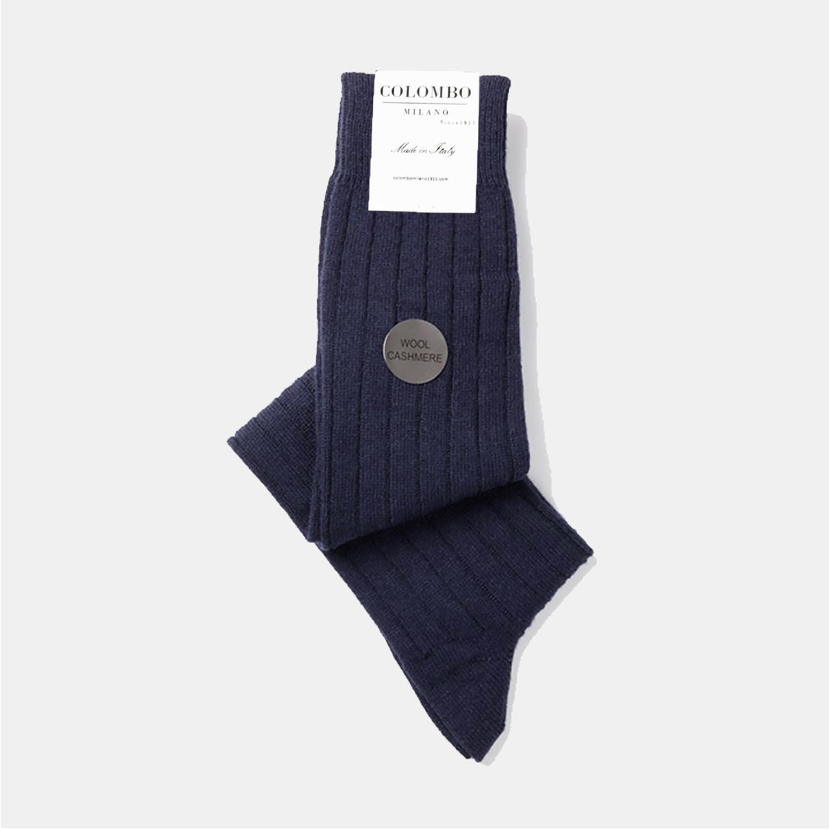 Calze lunghe a costa in Cashmere - Colombo Milano 1911 - blu