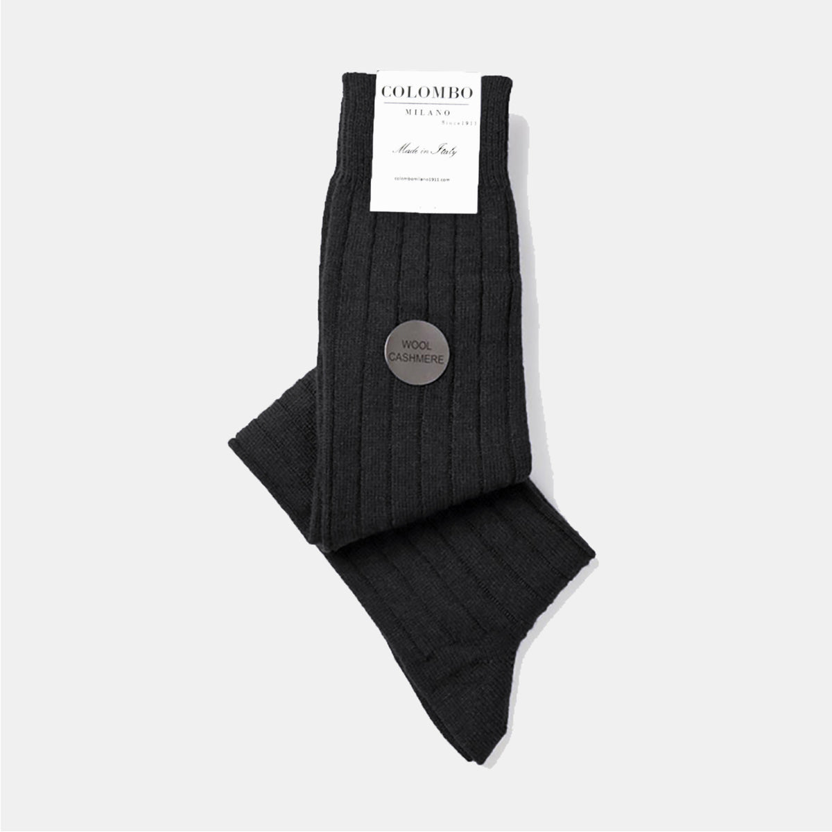 Calze lunghe a costa in Cashmere - Colombo Milano 1911 - nero