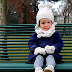 Cappello scaldacollo e muffole con trecce e lurex - 6m/18m