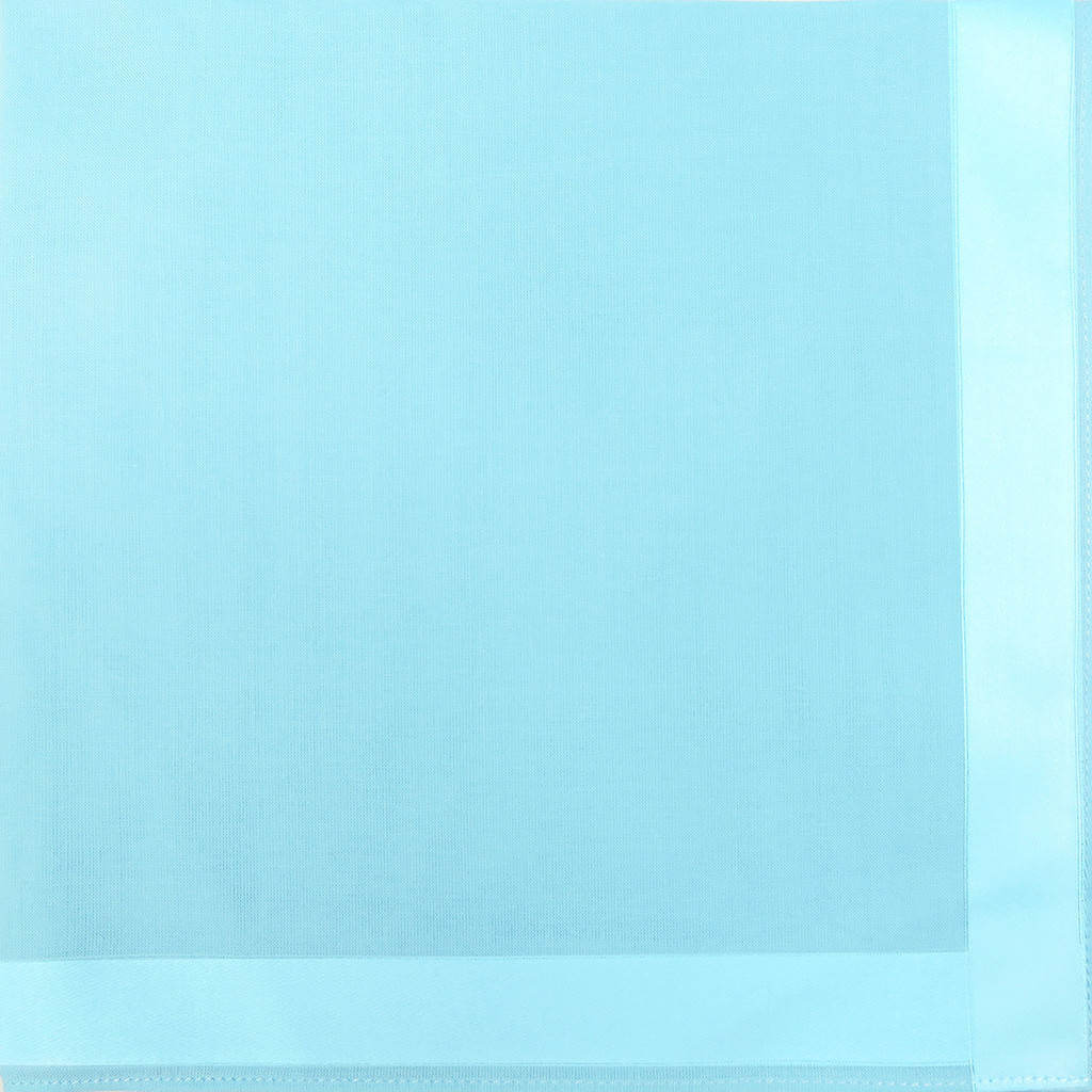 Variante turchese - Perla - fazzoletti di cotone tinta unita color pastello con righe di raso ricamato
