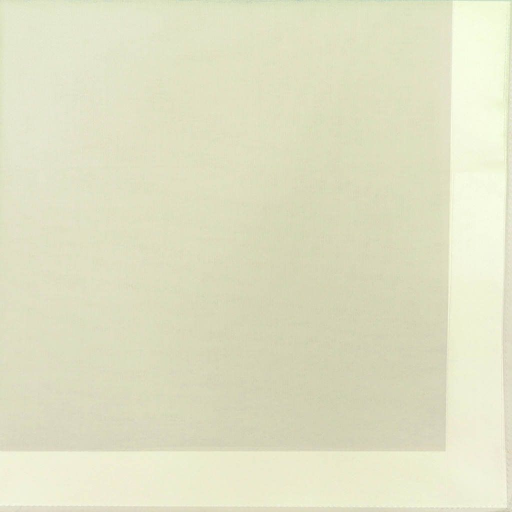 Variante gialla  - Perla - fazzoletto di cotone tinta unita color pastello con righe di raso ricamato