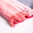 Telo mare righine rosa e blu in cotone da personalizzare dettaglio