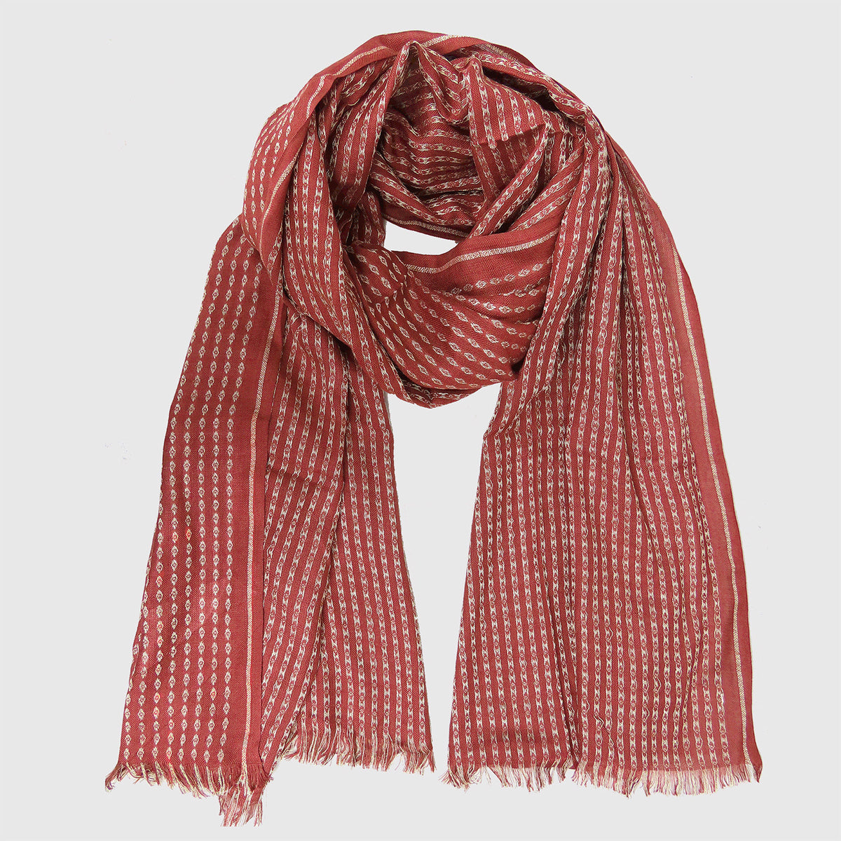 Sciarpa in viscosa jacquard con lurex in pochette regalo mattone