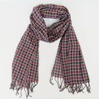 Sciarpa scozzese blu con frange - 100% cotone