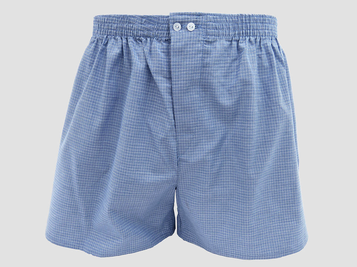 Modello - Kent - Boxer da uomo in cotone blu con quadretti bianchi taglie forti