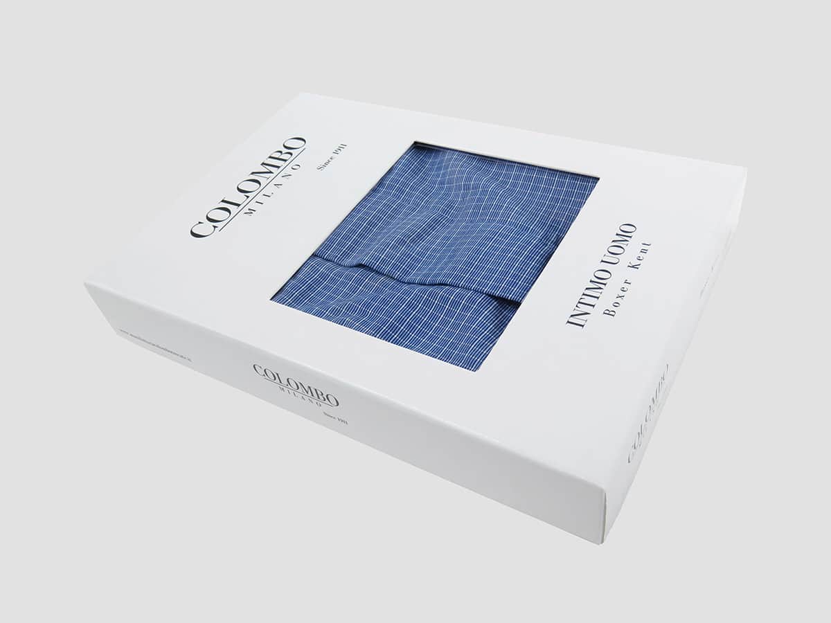 Scatola laterale - Kent - Boxer da uomo in cotone blu con quadretti bianchi taglie forti