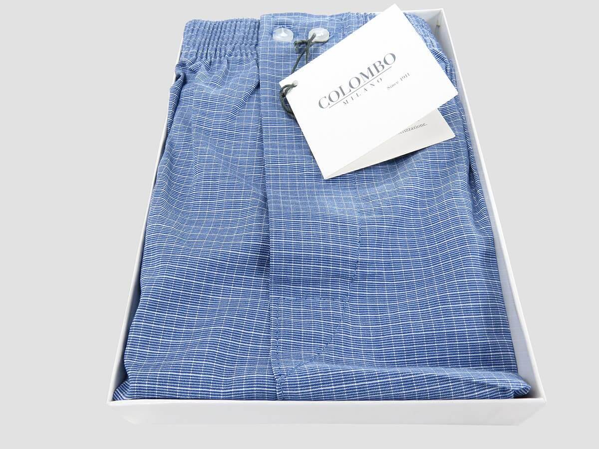 Scatola aperta - Kent - Boxer da uomo in cotone blu con quadretti bianchi taglie forti