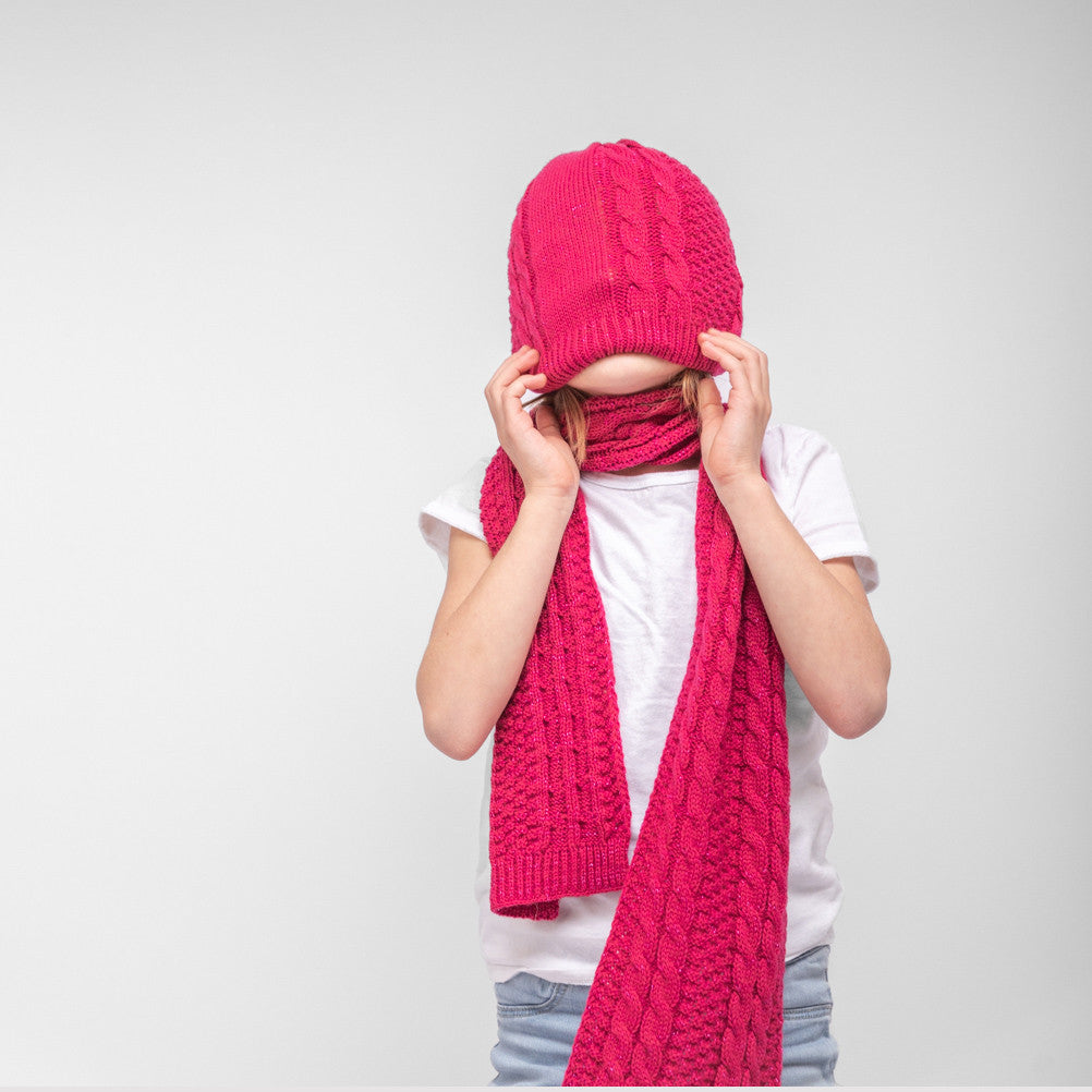 Cappello e sciarpa a trecce con lurex- 5/12a