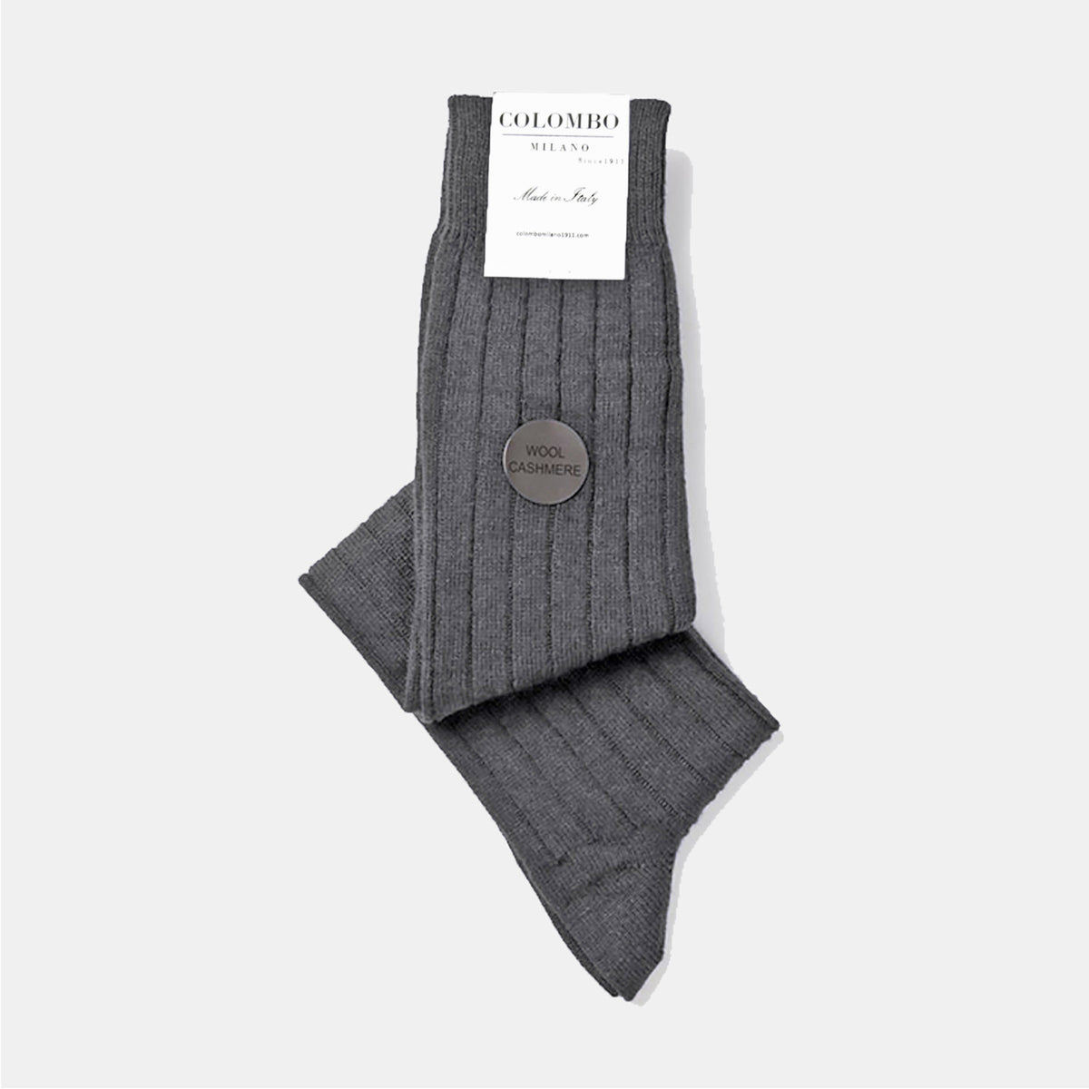 Calze lunghe a costa in Cashmere con iniziali ricamate