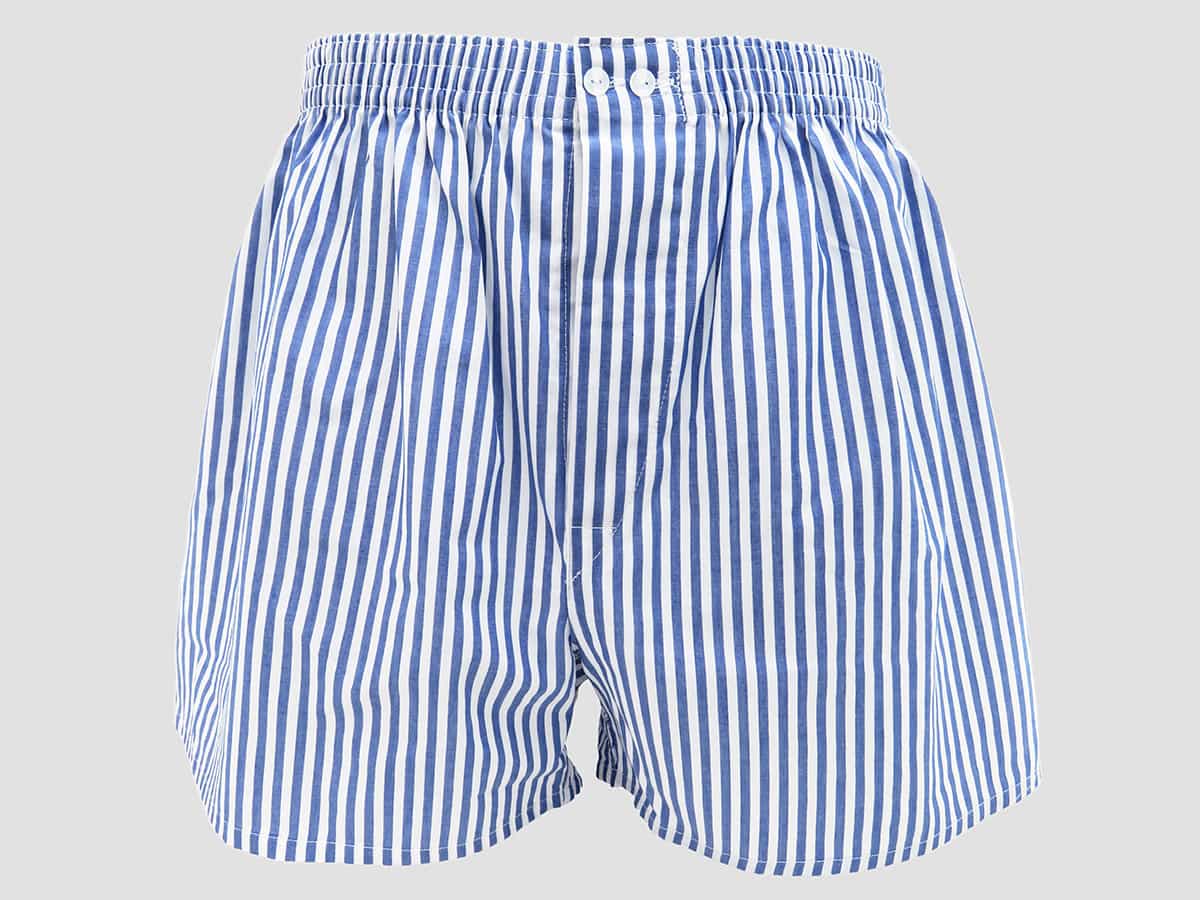 Modello - Kent - Boxer da uomo in cotone a righe bianche e blu