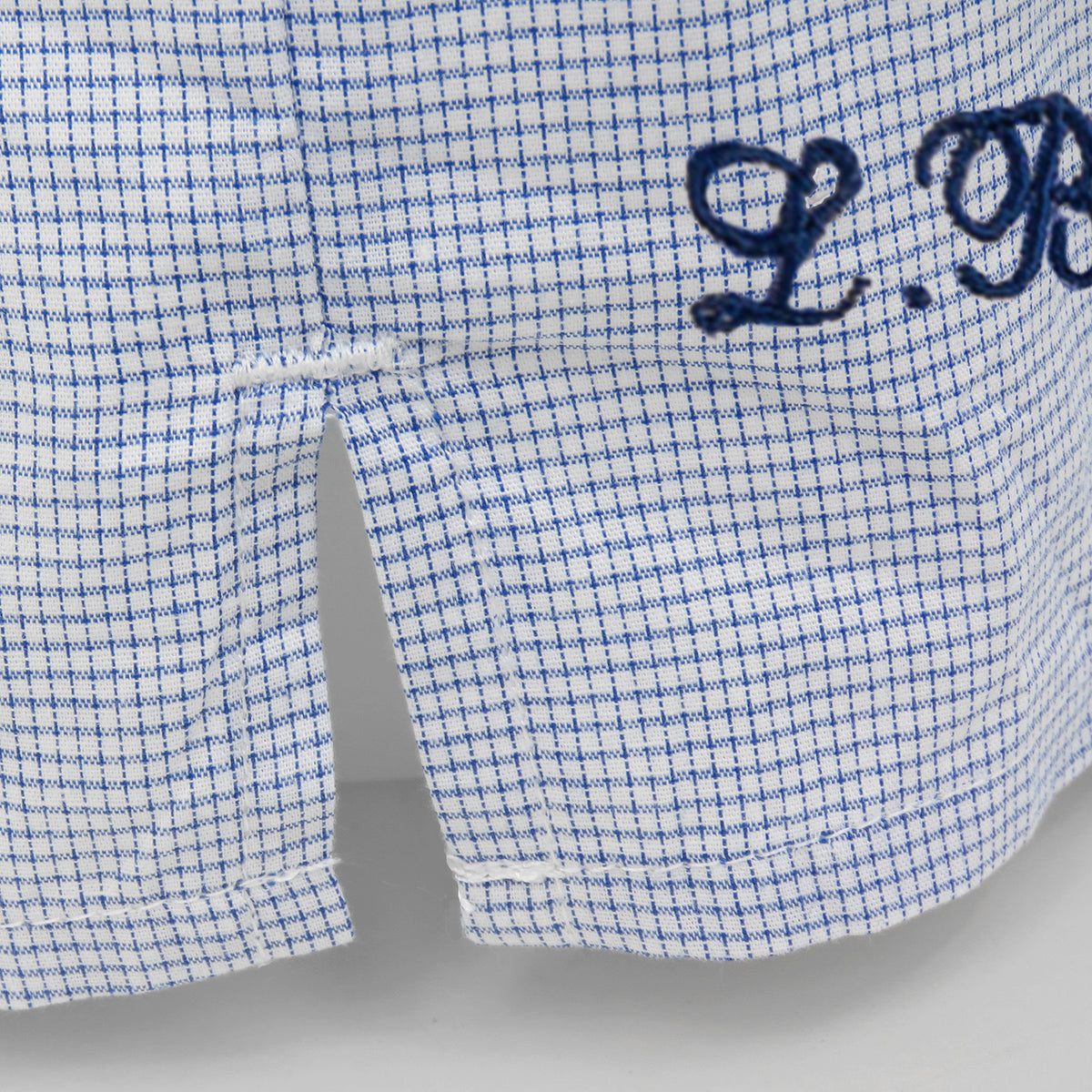 Boxer in tela a quadretti con iniziali ricamate - 100% cotone spacco