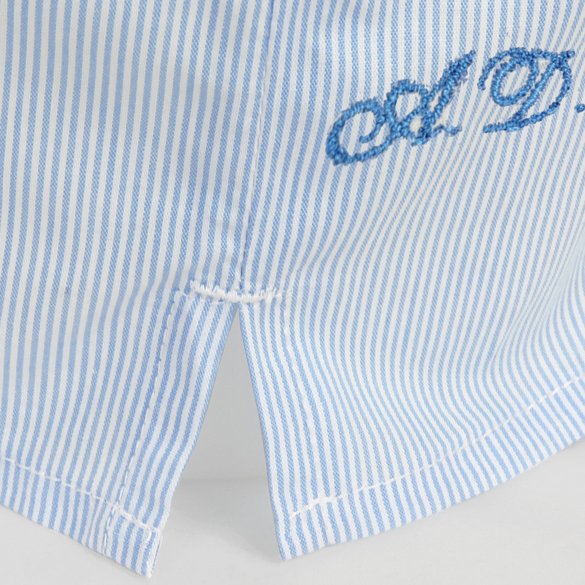 Boxer in tela a righe azzurre con iniziali ricamate - 100%cotone SPACCO