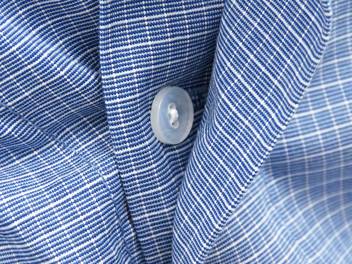 Dettaglio bottoni - Kent - Boxer da uomo in cotone blu con quadretti bianchi