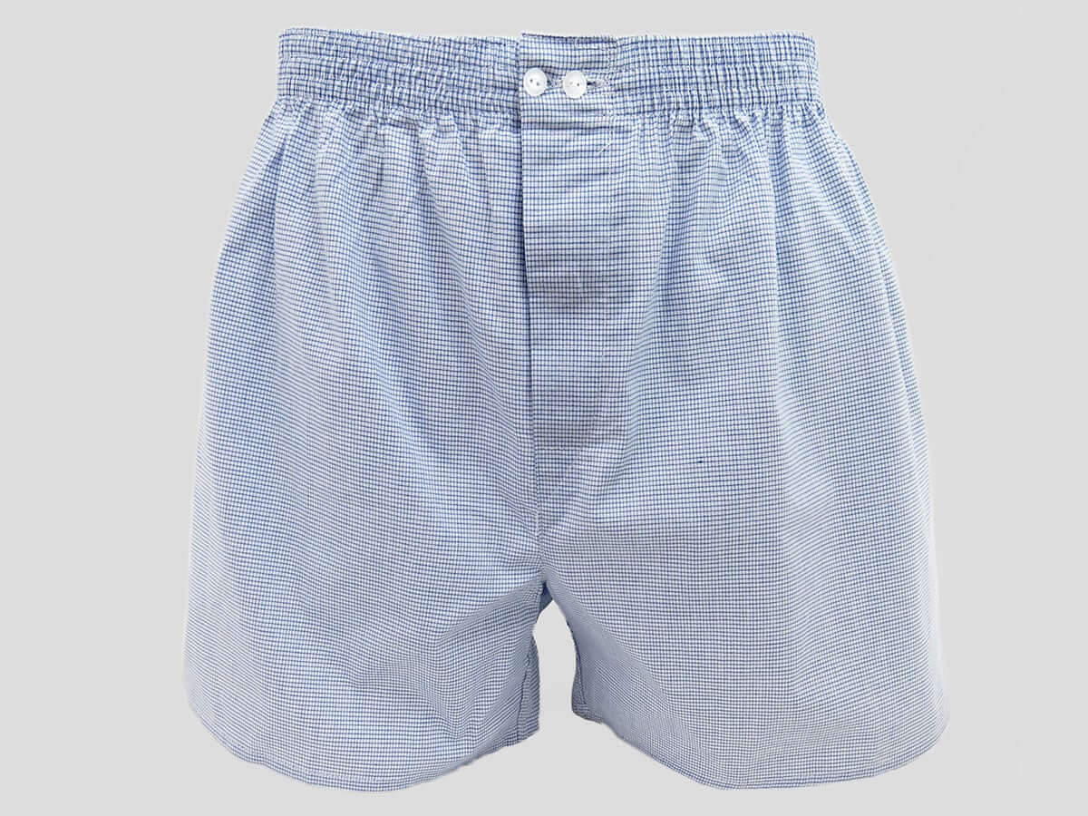 Modello - Kent - Boxer da uomo in cotone a quadretti blu