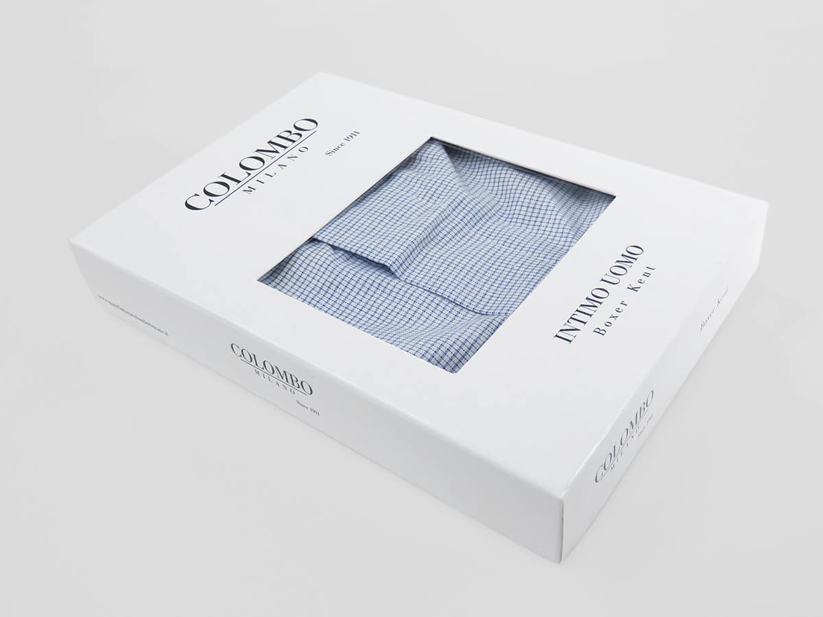 Scatola laterale - Kent - Boxer da uomo in cotone a quadretti blu