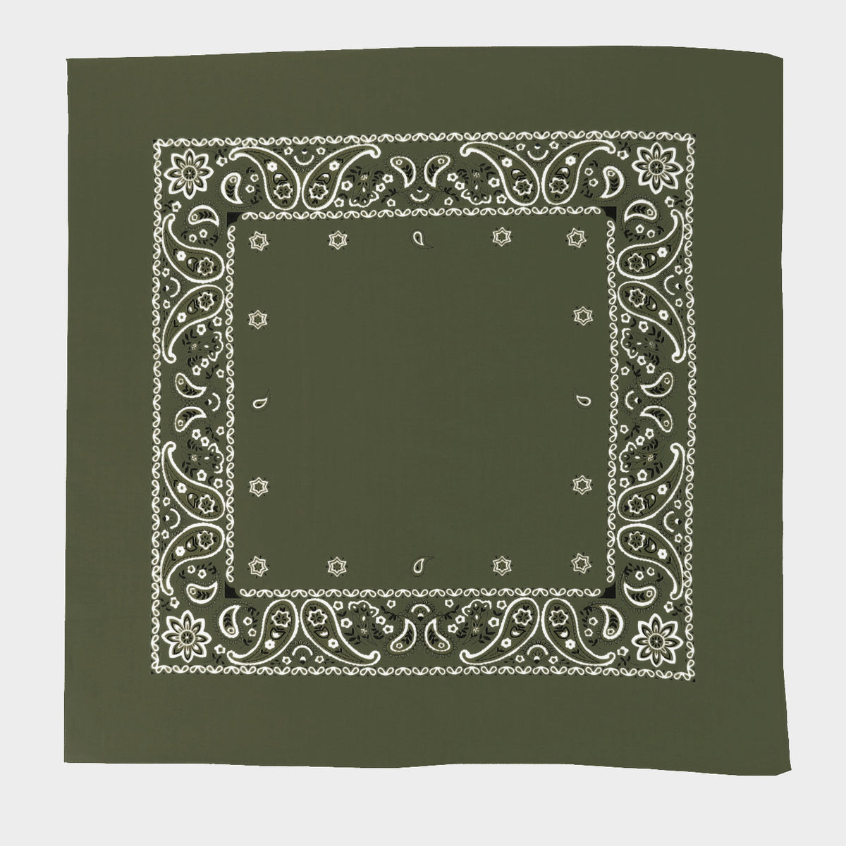 Bandana colorata “PAISLEY” con stampa cachemire - verde militare modello