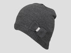 Grigio - berretto donna - cappello tricot con fiocco a maglia con strass