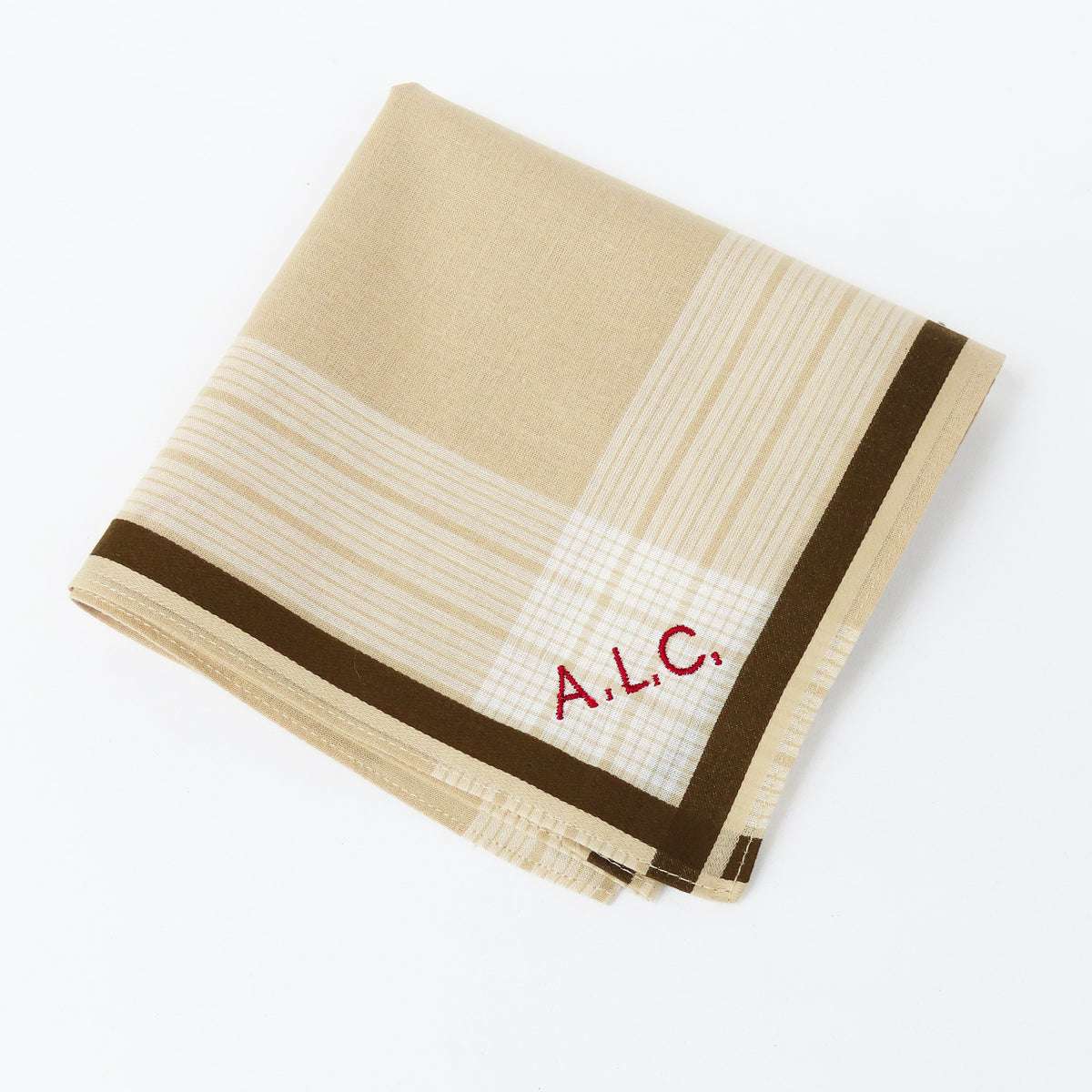 Beige Versailles colorato - 3 fazzoletti pastello con lettere ricamate
