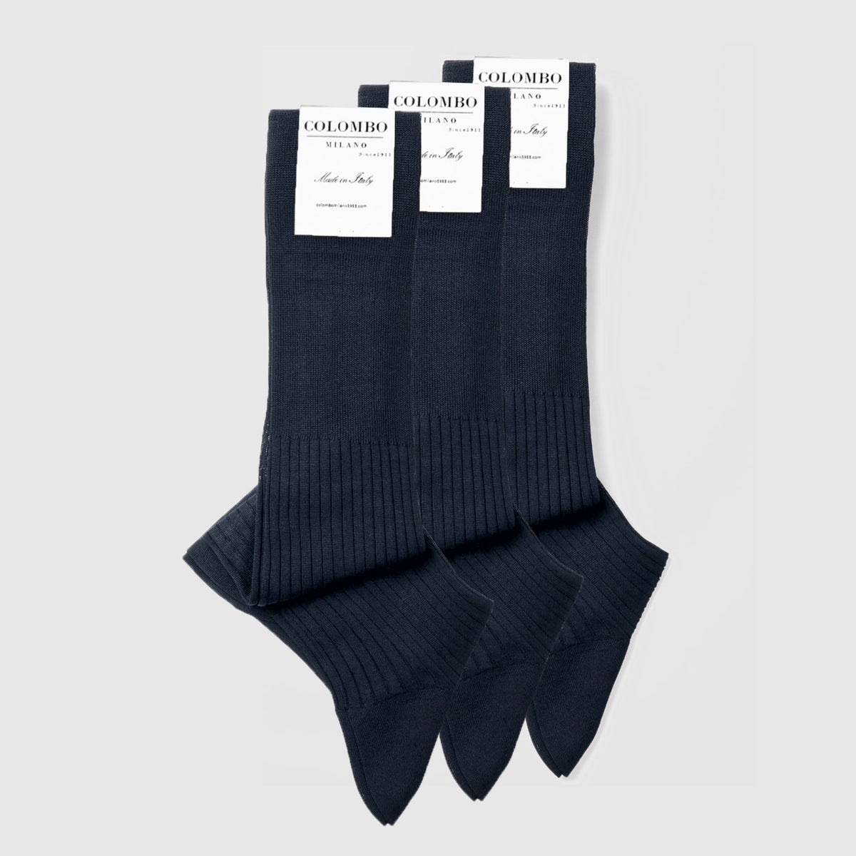 PACK 3 paia Calze Principe lunghe a coste in filo di scozia doppia resistenza blu