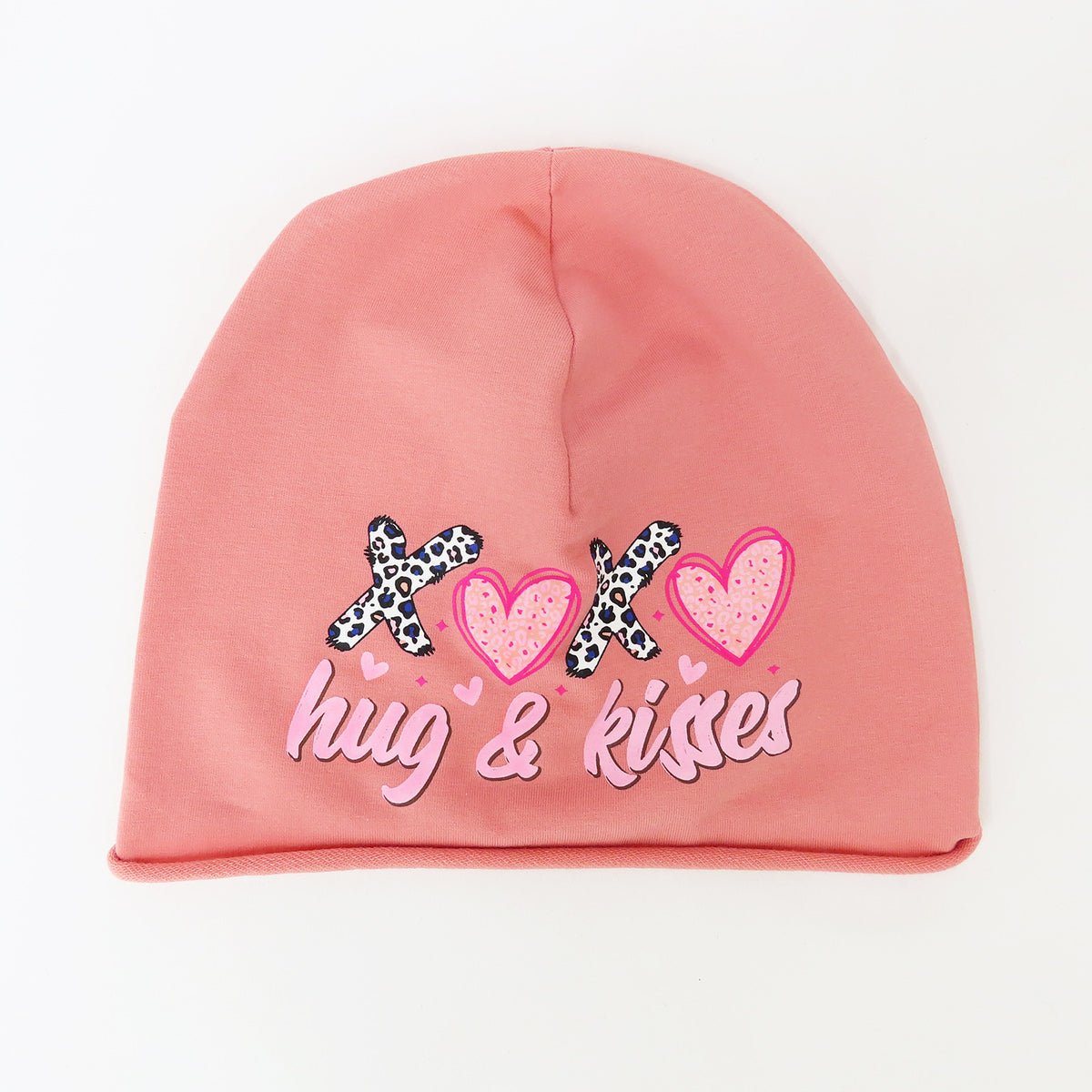XOXO - berretto in cotone con stampa colorata rosa malva
