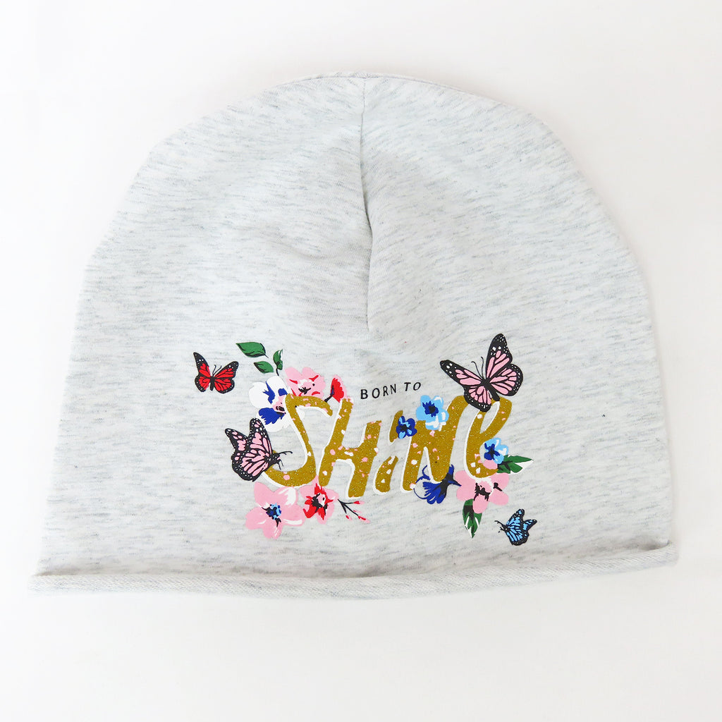 SHINE - berretto in cotone con stampa glitter 2-5 anni grigio