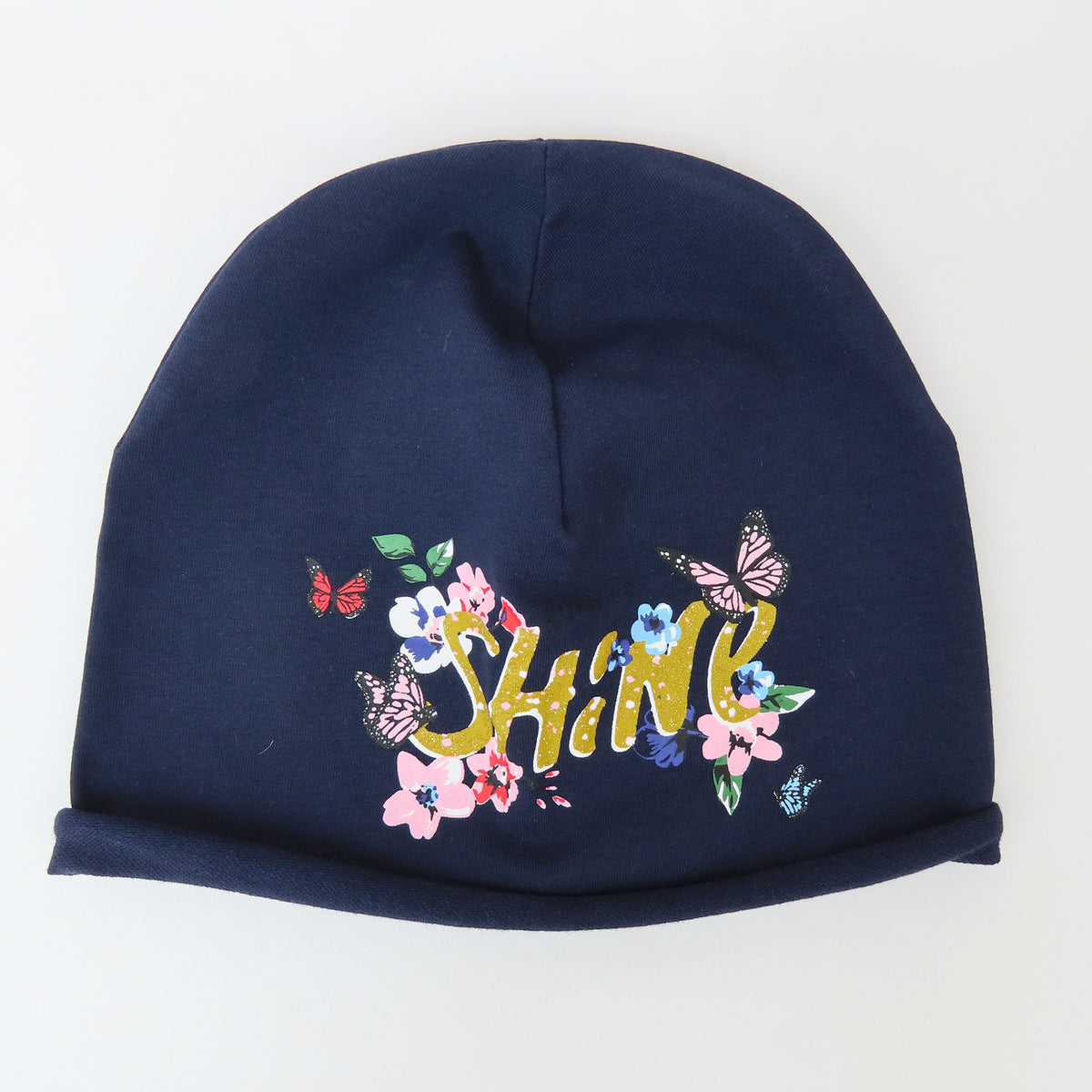 SHINE - berretto in cotone con stampa glitter 2-5 anni blu
